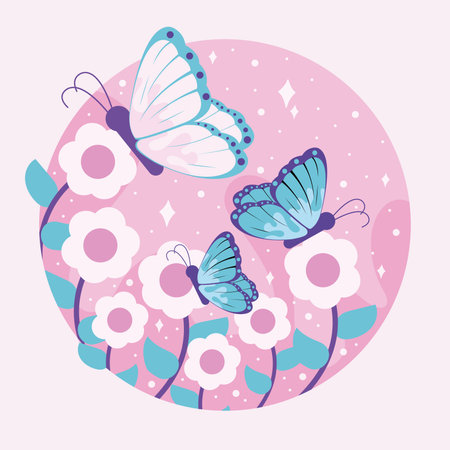 Colored butterfly on a flowers Spring season Vectorのイラスト素材