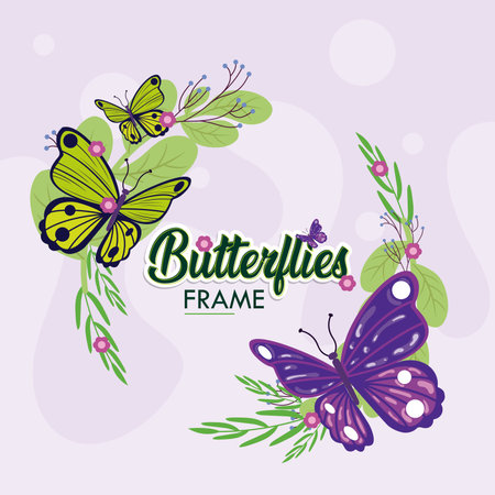 Colored poster of butterflies wallpaper decoration Vectorのイラスト素材