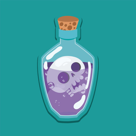Isolated potion bottle with skull inside Vectorのイラスト素材