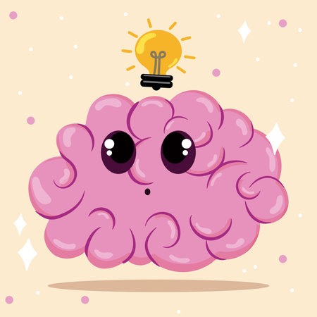 Cute brain cartoon character with an idea Vectorのイラスト素材