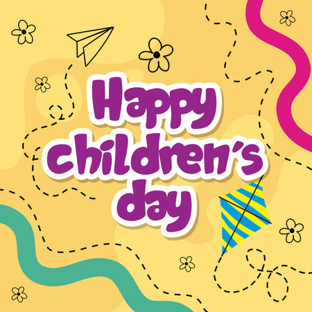 Happy children day background with sketches Vectorのイラスト素材