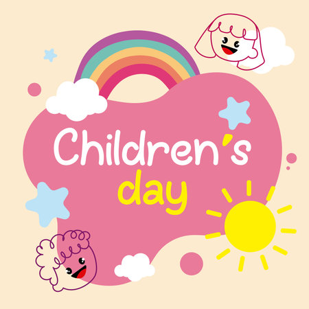 Happy children day background with kid sketches Vectorのイラスト素材