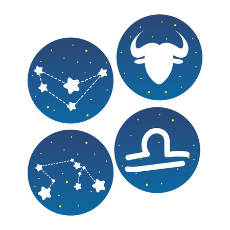 Set of star constellations and zodiac signs Vectorのイラスト素材