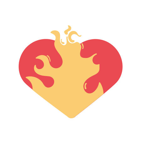 Isolated heart shape icon with fire Vectorのイラスト素材