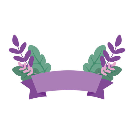 Isolated empty ribbon with leaves Vectorのイラスト素材