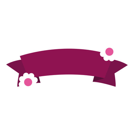 Isolated empty ribbon with pair of flowers Vectorのイラスト素材