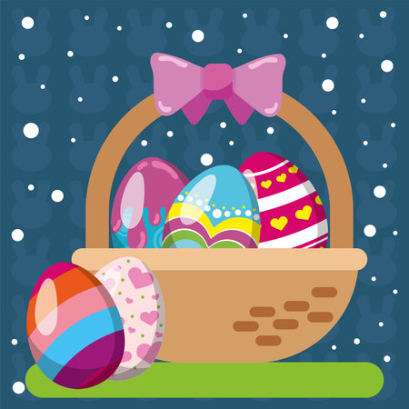 Isolated basket with easter eggs Vectorのイラスト素材
