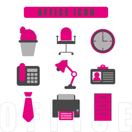 Set of different office icons Vectorのイラスト素材