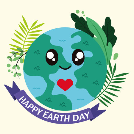 Happy earth day cute background Vectorのイラスト素材