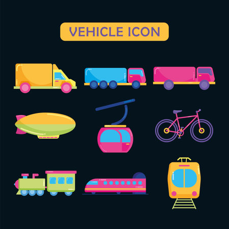 Set of different vehicle icons Vectorのイラスト素材