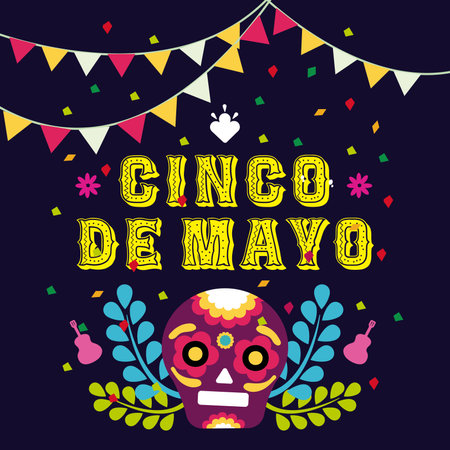 Cinco de mayo poster with sskull Vectorのイラスト素材