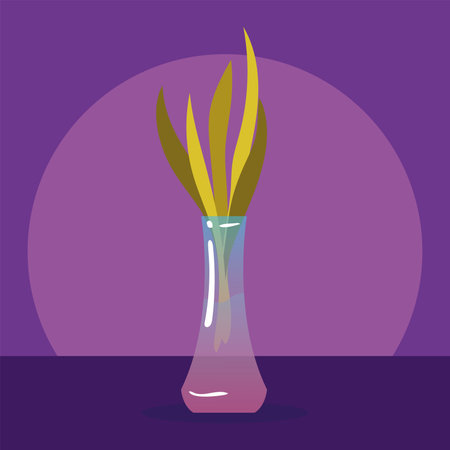 Isolated colored crystal vase with leaves icon Vectorのイラスト素材