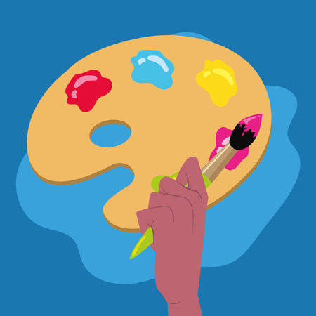 Artist profession concept Palette and brush Vectorのイラスト素材