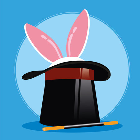 Rabbit in a hat Magician professions concept Vectorのイラスト素材