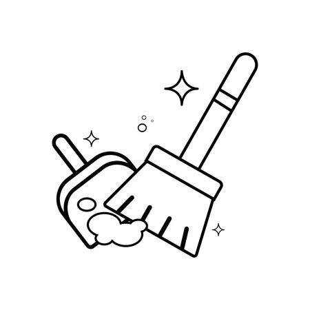 Isolated wooden broom and dustpan icon Vectorのイラスト素材