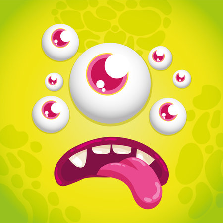 Yellow monster avatar with multiple eyes Vectorのイラスト素材