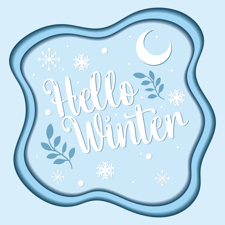 Winter paper art banner with lettering Vectorのイラスト素材