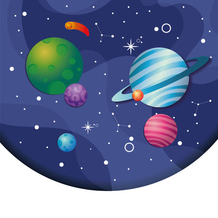 Layered cartoon view of outer space Vectorのイラスト素材