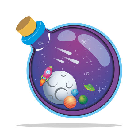 Layered cartoon view of outer space Vectorのイラスト素材