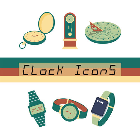Set of different clock icons Vectorのイラスト素材