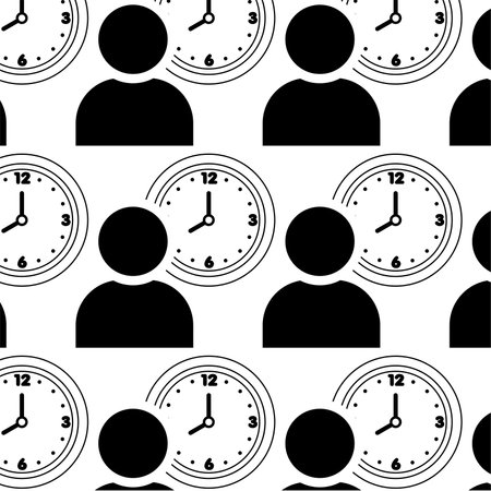 Person with wall watch icon Pattern background Vectorのイラスト素材