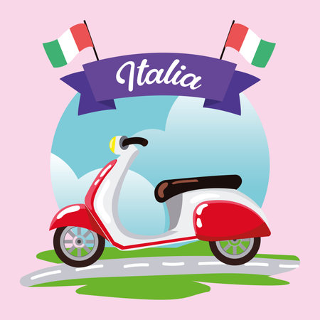 Traditional italian motorbike vehicle Vectorのイラスト素材