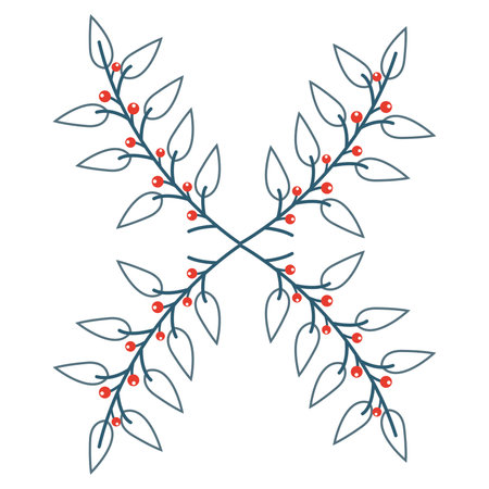Colored christmas holly leaf sketch icon Vectorのイラスト素材