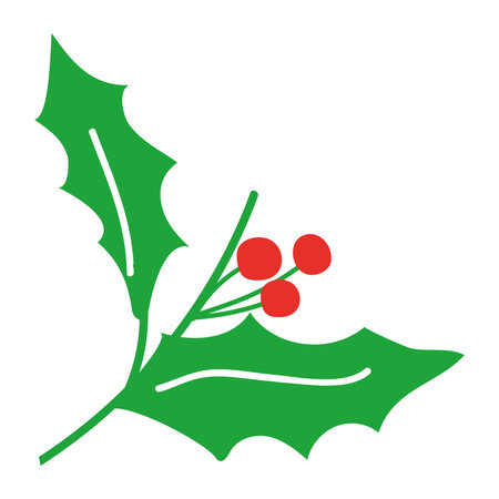 Colored christmas holly leaf sketch icon Vectorのイラスト素材