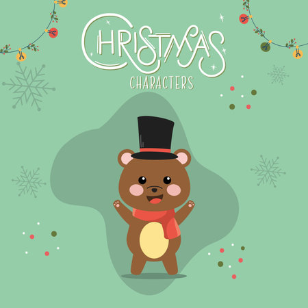 Bear cartoon kawaii Christmas characters Vectorのイラスト素材