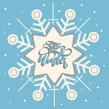 Snowflake shaped label winter paper art Vectorのイラスト素材