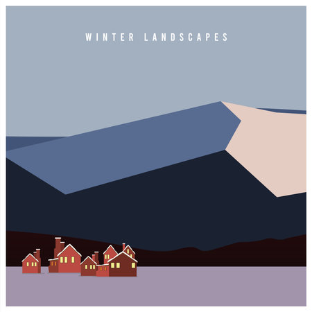 Colored flat winter seasonal landscape Vectorのイラスト素材