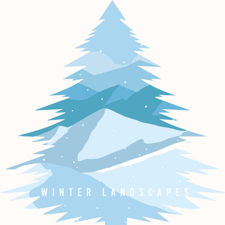 Colored flat winter seasonal landscape Vectorのイラスト素材