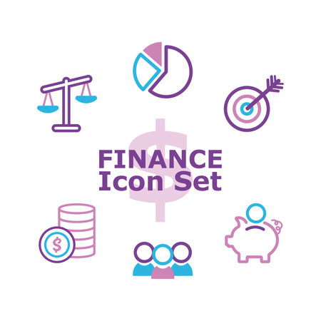 Colored finance icons set Vectorのイラスト素材