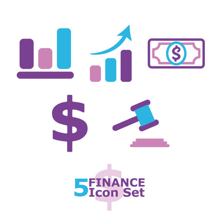 Colored finance icons set Vectorのイラスト素材