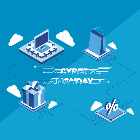 Colored cyber monday sale template Vectorのイラスト素材