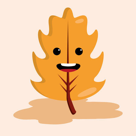 Cute happy leaf autumn character Vectorのイラスト素材