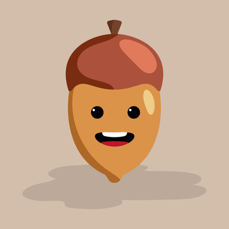 Cute happy nut autumn character Vectorのイラスト素材