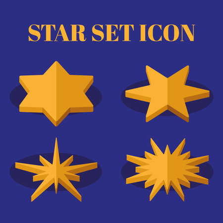 Set of isometric star shapes icons Vectorのイラスト素材