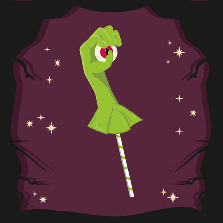 Cute zombie hand halloween lollipop candy Vectorのイラスト素材