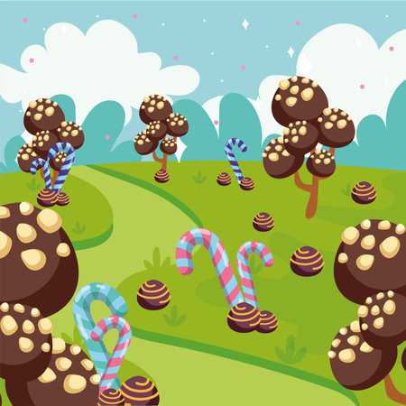 Colored candy land landscape view Vectorのイラスト素材