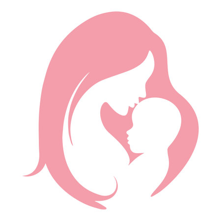 Isolated abstract silhouette of mother and newborn Vectorのイラスト素材