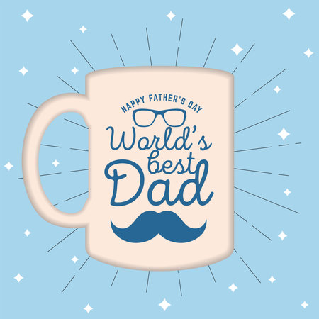 Happy father day vintage invitational card with coffee mug Vectorのイラスト素材