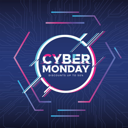 Neon colored cyber monday sale template Vectorのイラスト素材
