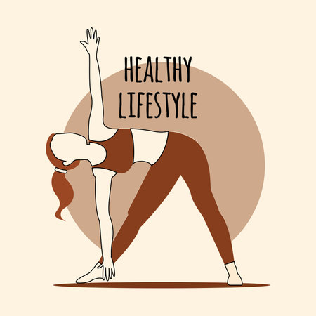 Cute girl doing exercise Healthy lifestyle Vectorのイラスト素材
