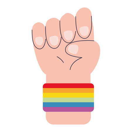 Protest hand gesture with lgbt wristband Vectorのイラスト素材