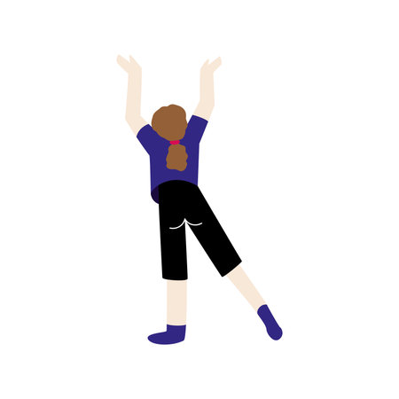 Cute girl character raising her hands Vector