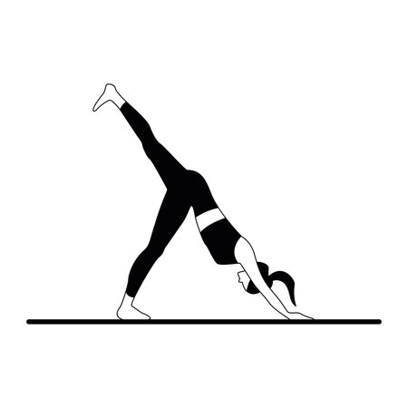 Silhouette of girl doing yoga Vectorのイラスト素材