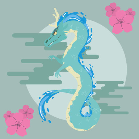 Colored chinese dragon cartoon character Vectorのイラスト素材