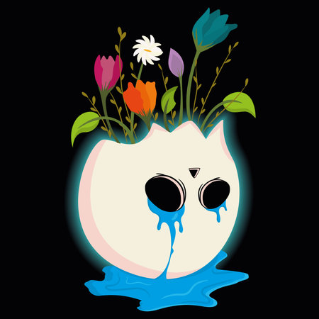 Broken skull with flowers Vectorのイラスト素材