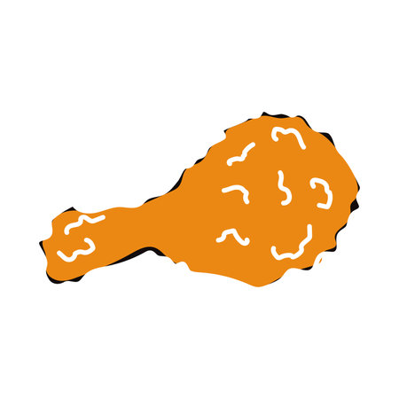Colored fried chicken retro sketch Vectorのイラスト素材